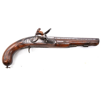 Lot 299 - Flintlock pistol, engraved H Nock