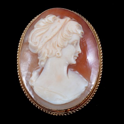 Lot 184 - An oval carved shell cameo brooch.