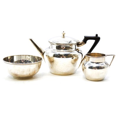 Lot 339 - Silver three piece tea set