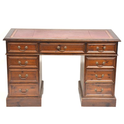 Lot 443 - Edwardian style pine twin pedestal desk