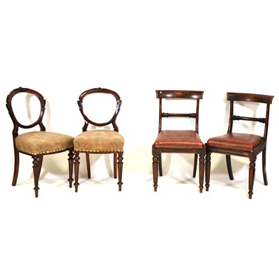 Lot 469 - Four Harlequin mahogany bar-back dining chairs and four hoop back dining chairs