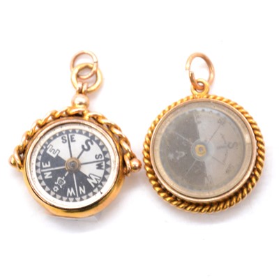 Lot 220 - Two 9ct gold cased compass'