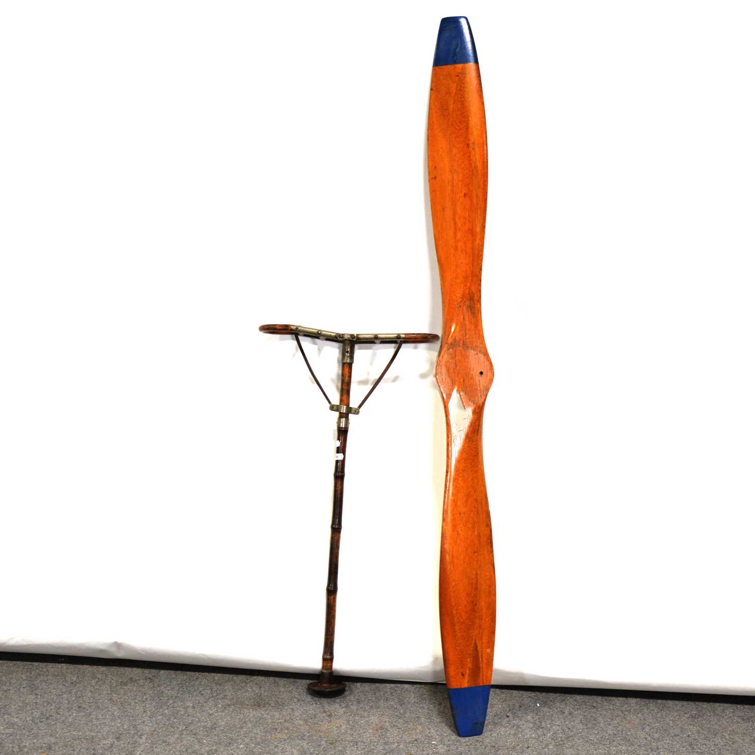 Lot 255 - Vintage propellor and a bamboo shooting stick