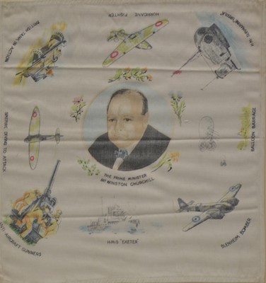 Lot 260 - Kitchener commemorative napkin and four silks