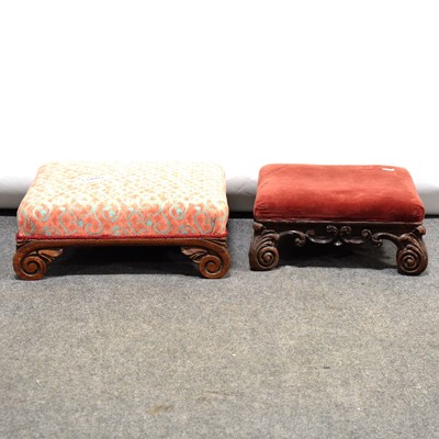 Lot 478 - Georgian rosewood footstool, and another later footstool