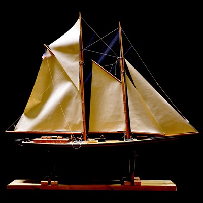 Lot 270 - Hand built wooden scale model pond yacht of a schooner