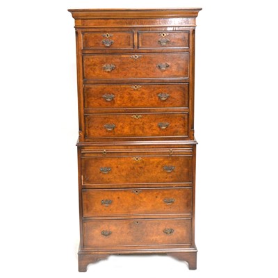 Lot 420 - Small walnut chest on chest