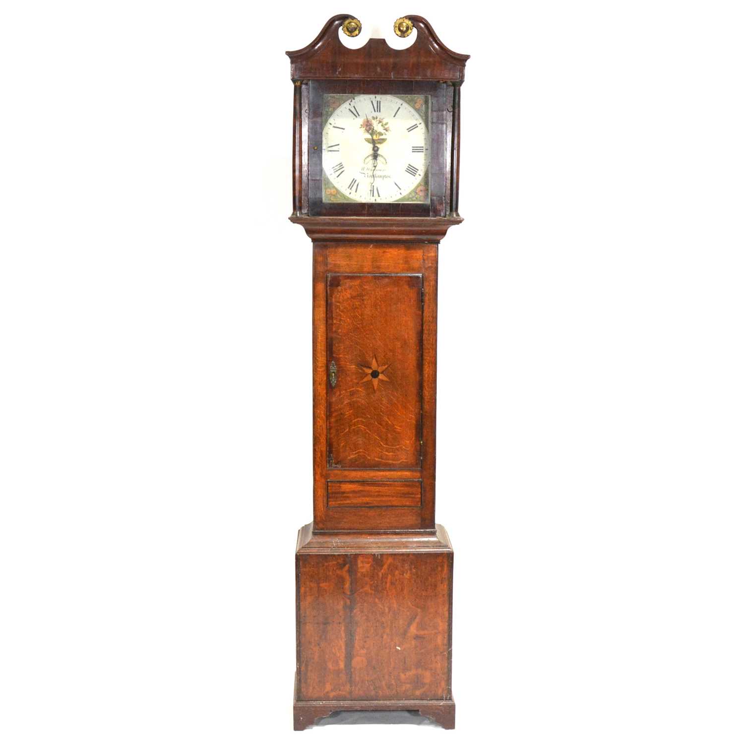 Lot 394 - Oak longcase clock,