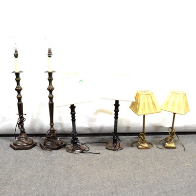 Lot 456 - Three pairs of modern table lamps