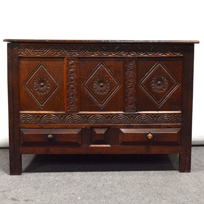 Lot 378 - Joined oak mule chest, 18th Century