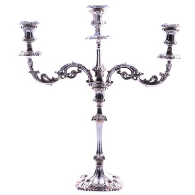 Lot 106 - Silver three-light candelabra, Walker & Hall Sheffield 1903