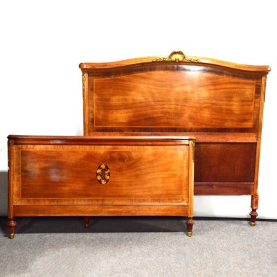 Lot 277 - French inlaid mahogany double bed frame