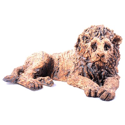 Lot 123 - Studio ceramic stoneware lion, late 20th century