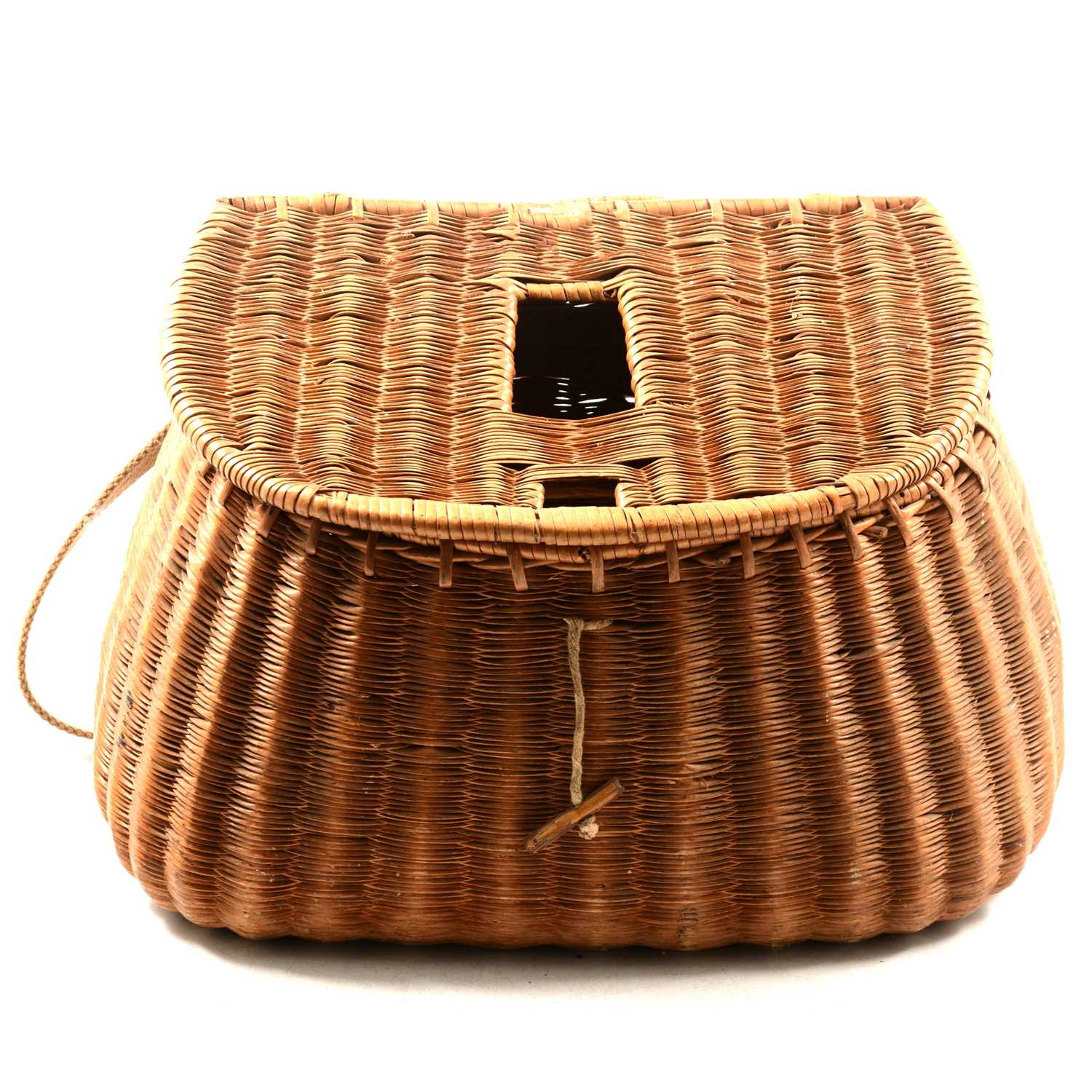 Lot 89 - Hardy Brothers, a vintage fishing landing net, and vintage fishing creel