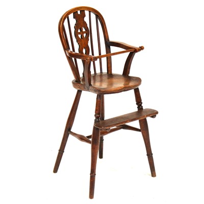 Lot 467 - Victorian child's elm, yew and beech high chair