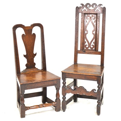 Lot 362 - Two 18th Century joined oak chairs