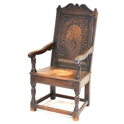 Lot 468 - Joined oak wainscot chair