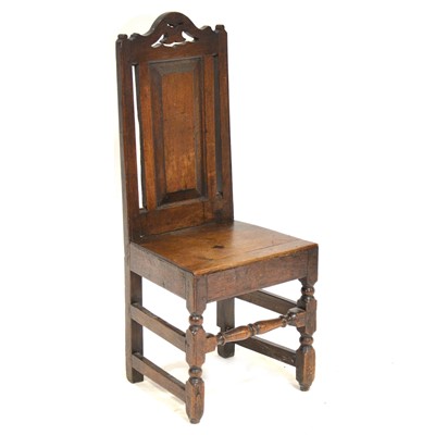 Lot 462 - Joined oak side chair, fielded panel back