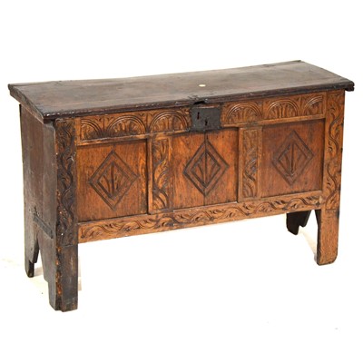 Lot 459 - Joined oak coffer, in part early 18th century