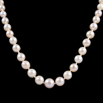 Lot 303 - A cultured pearl necklace with diamond clasp.