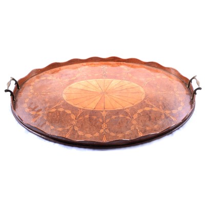 Lot 352 - Victorian mahogany and marquetry oval tray