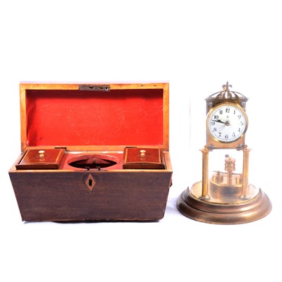 Lot 108 - Victorian mahogany tea caddy and an anniversary clock