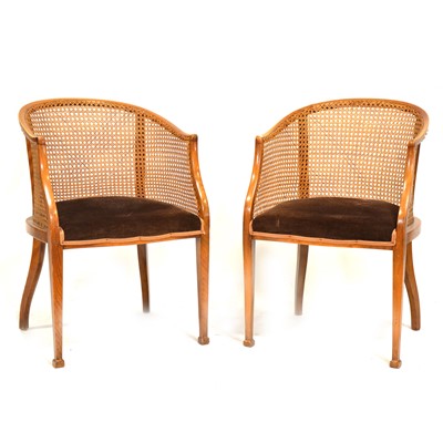 Lot 424 - Pair of beech framed bergere chairs