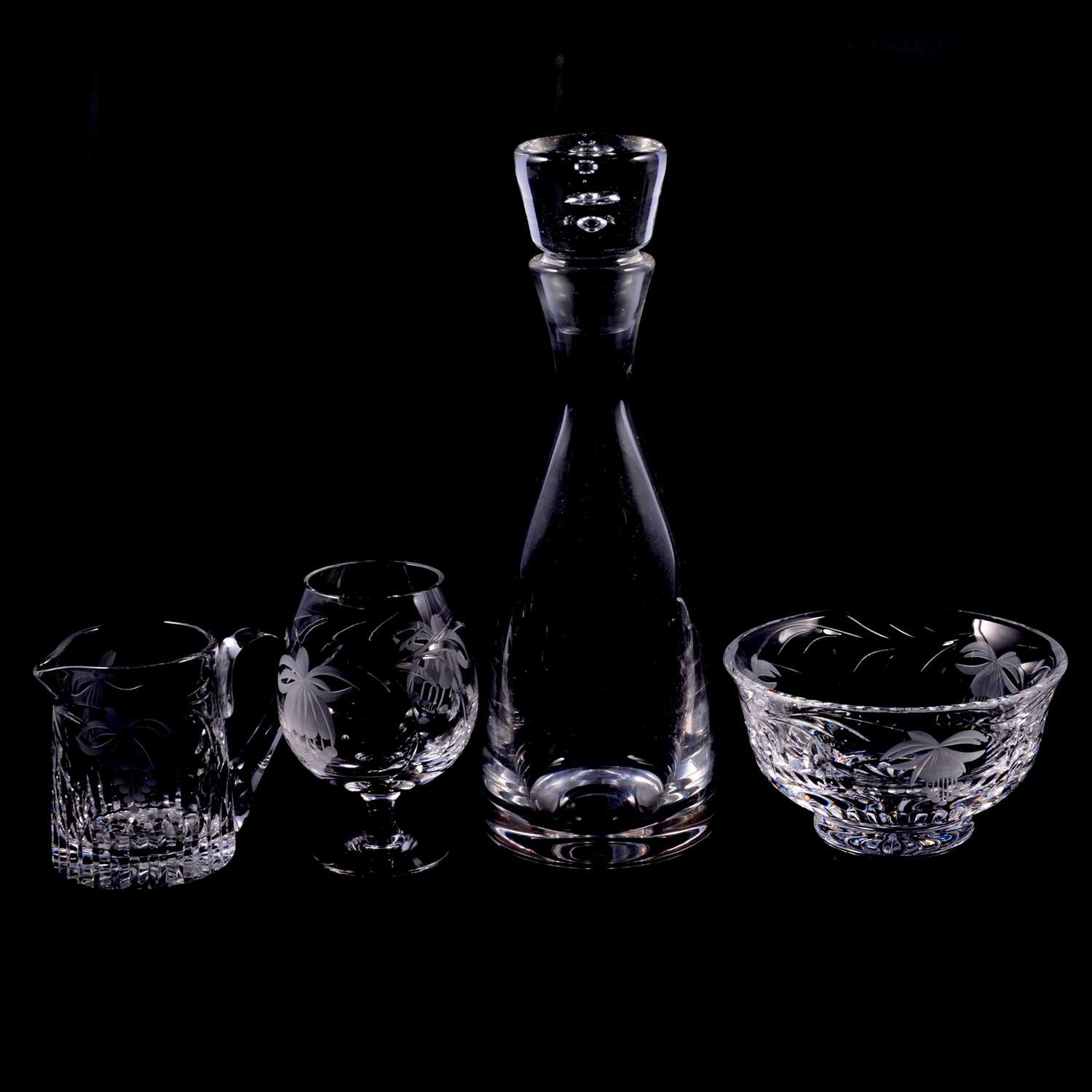 Lot 62 - Royal Brierley Crystal glassware, Ronald Stennett Wilson Wedgwood decanter, boxed plated dish