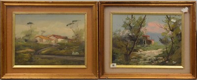 Lot 129 - Antonio Ponticelli, Landscapes with buildings, a pair