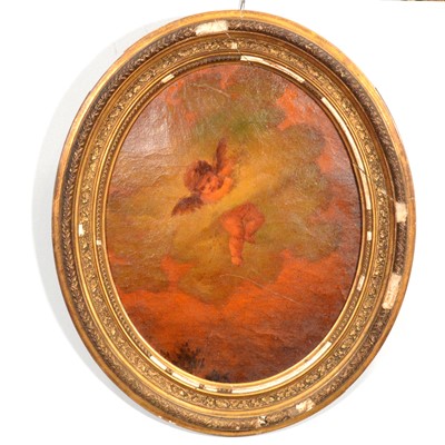 Lot 131 - Follower of Giovanni Battista Tiepolo, Cherub amongst billowing clouds