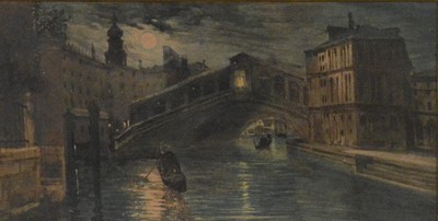 Lot 280 - Natale Gavagnin, Venetian canal by moonlight