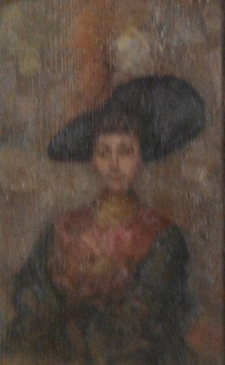 Lot 137 - R Rossi, Figure in a broad-brimmed hat