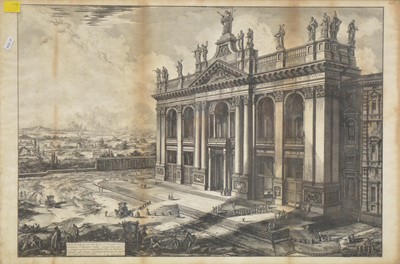 Lot 314 - After Francesco Piranesi, Veduta della Basilica di S. Paolo, engraving, and another