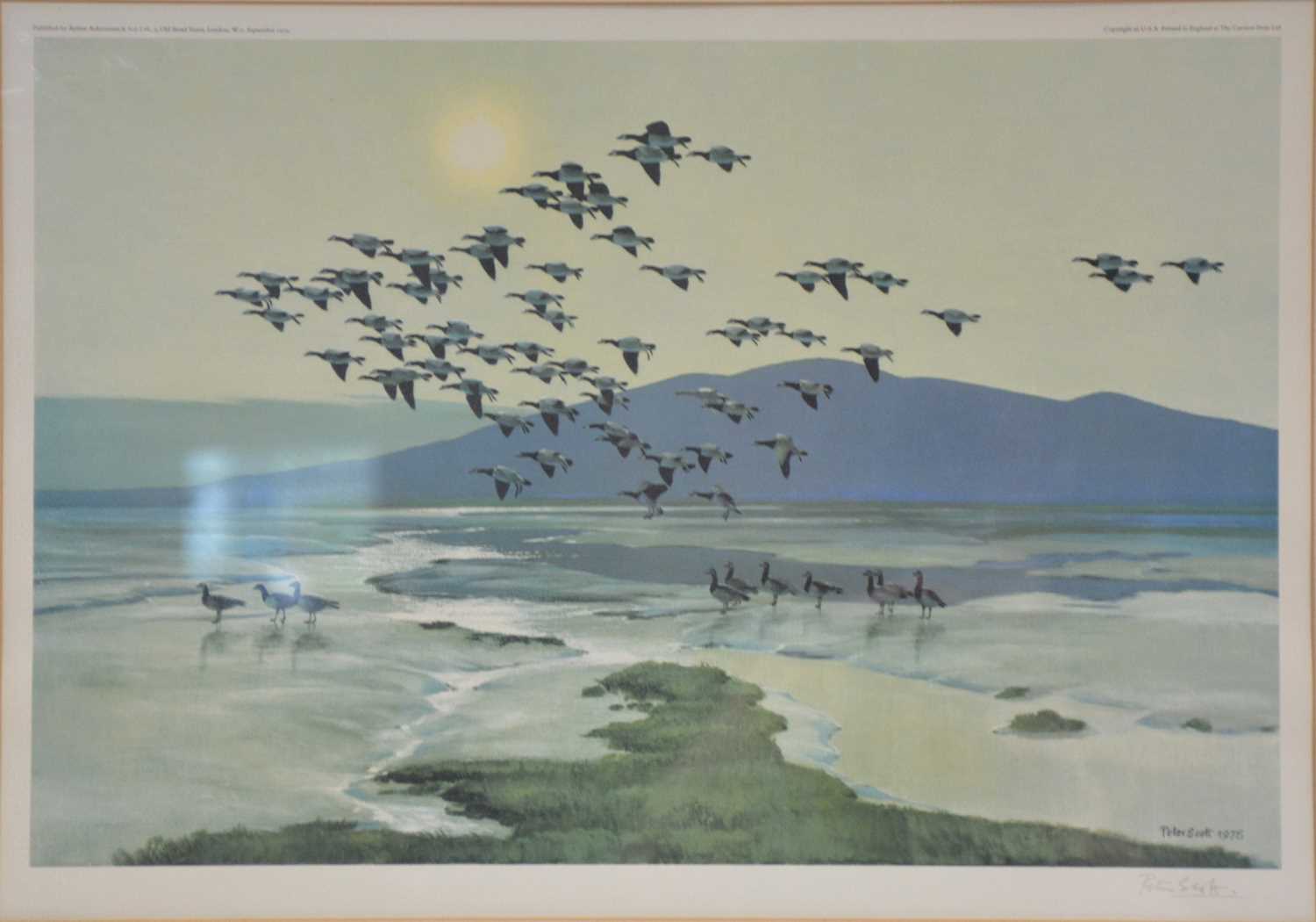 Lot 408 - Peter Scott, Geese on a shoreline