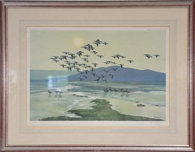 Lot 408 - Peter Scott, Geese on a shoreline