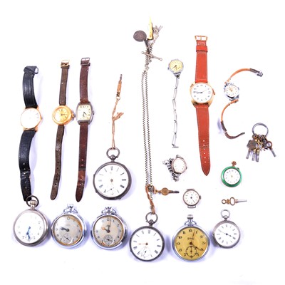 Lot 376 - A quantity of fob watches, pocket watches and wristwatches.