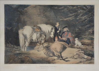 Lot 420 - Lucas after Ansdell, Deer Stalking, and two other engravings