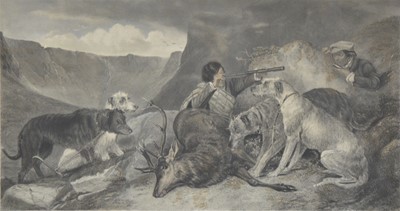 Lot 420 - Lucas after Ansdell, Deer Stalking, and two other engravings