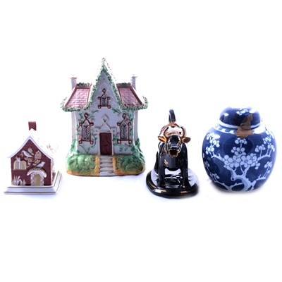 Lot 98 - Collection of decorative ceramics including ginger jars and Coalport cottages