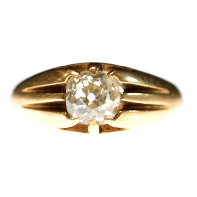 Lot 94 - A diamond solitaire ring in a gentleman's style.