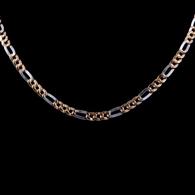 Lot 237 - A 9 carat yellow and white gold chain link necklace.