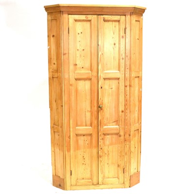 Lot 392 - Large pine corner cupboard