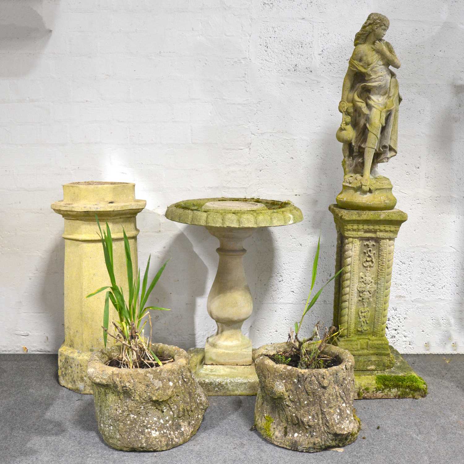 Lot 479 - Five reconstituted stone and concrete garden ornaments