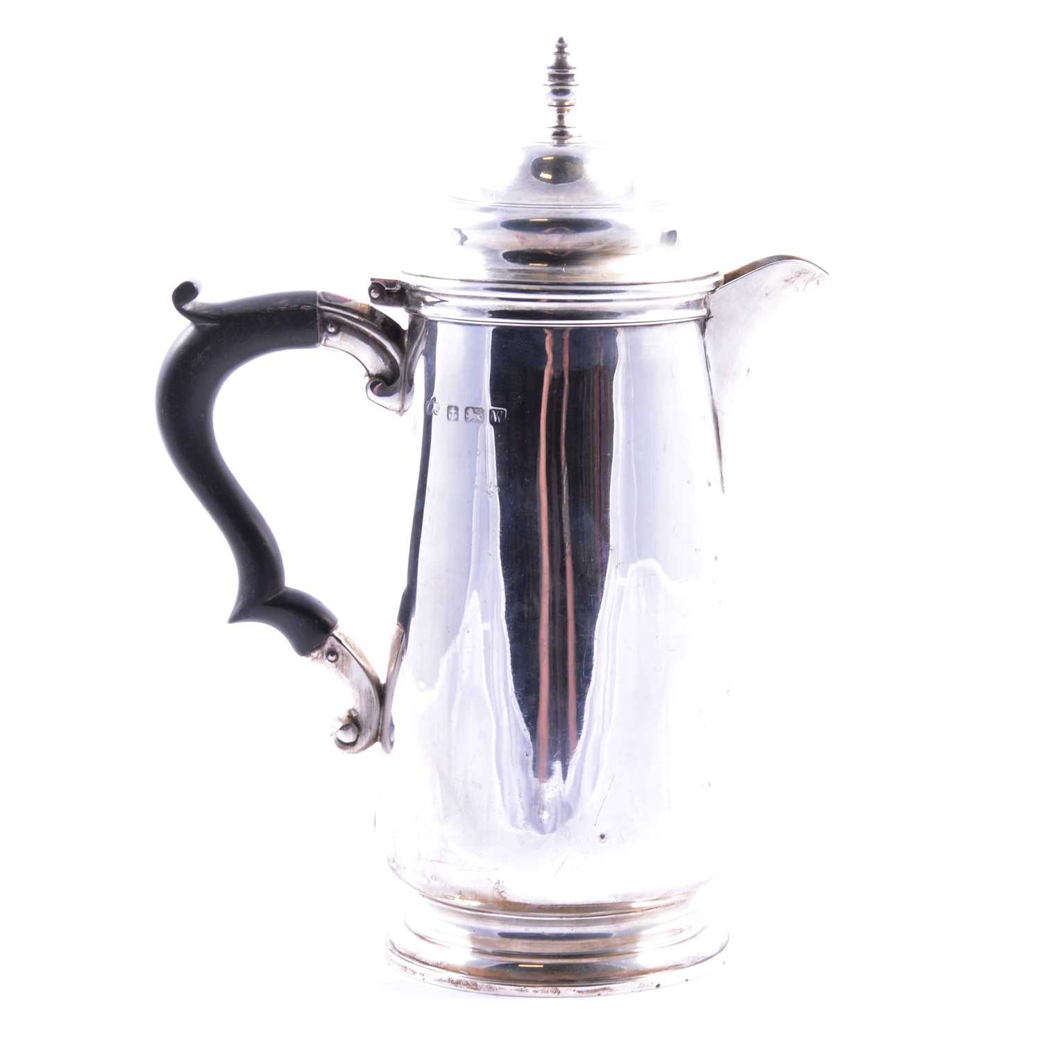 Lot 324 - Silver coffee pot, Elkington & Co., Birmingham 1921.