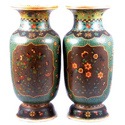 Lot 27 - Large pair of Japanese Totai Shippo Cloisonne vases