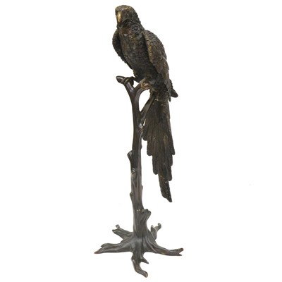Lot 123 - Large floor-standing patinated sculpture of a Parrot, late 20th century