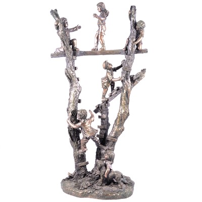Lot 169 - Cast and patinated resin group of Children at play