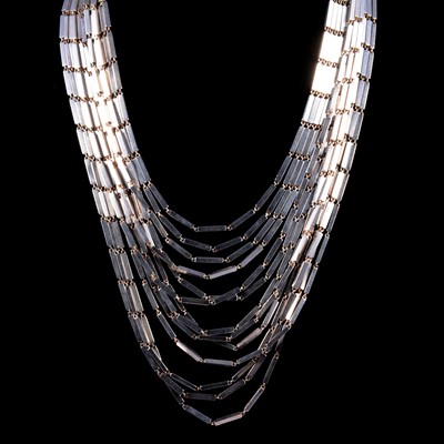 Lot 315 - Georg Jensen of Denmark - a silver thirteen strand necklace in the Aria range numbered 593B.