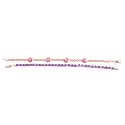 Lot 256 - An amethyst tennis bracelet and a ruby bracelet.