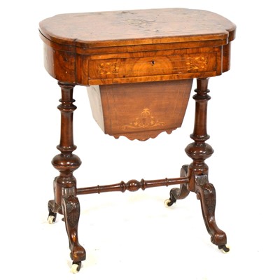 Lot 419 - Victorian inlaid walnut work table